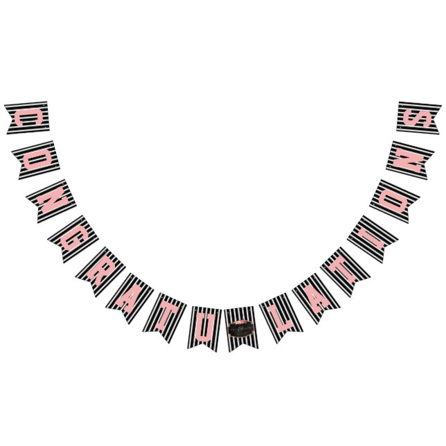 Tafel-Glückwunsch-Schwarz-weiße rosa Hochzeit Wimpelkette (Alle)