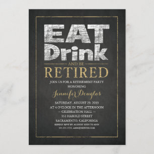 Tafel-Goldeffekt-weibliches Ruhestands-Party Einladung