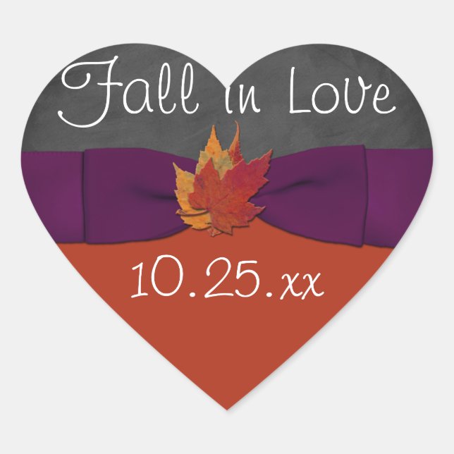 Tafel, Herbstlaube Hochzeitsticker 3 - Lila Herz-Aufkleber (Vorderseite)