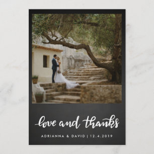 Tafel-Hochzeits-Liebe und Foto des Dank-  Dankeskarte