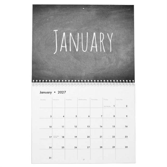 Tafel-Kalender-Schwarzweiss-Text 2017 Kalender (Jan 2027)