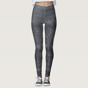 Tafel-Kalligraphie-Beschriftungs-Weihnachten Carol Leggings