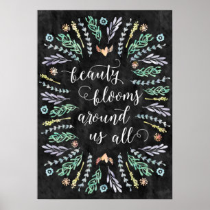 Tafel-Kalligraphie-Zitat der Schönheits-Blüten- Poster