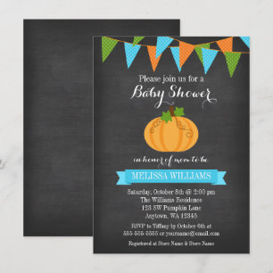 Tafel-Kürbis-Flaggen-Jungen-Fall-Babyparty Einladung