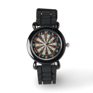 Tafel mit Dart in Bullseye, Armbanduhr