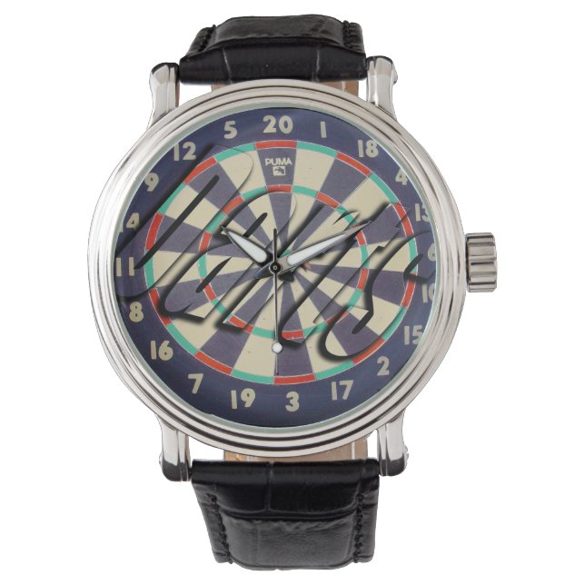 Tafel mit Darts-Logo, Armbanduhr (Vorderseite)