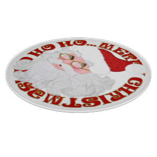 Tafel mit dem Santa-Face-Rundglas Schneidebrett