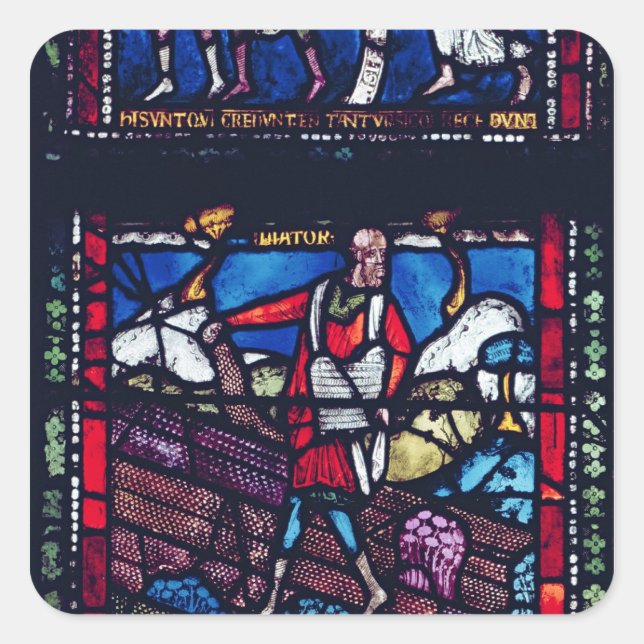 Tafel mit der Parabel der Dusche Quadratischer Aufkleber (Vorderseite)