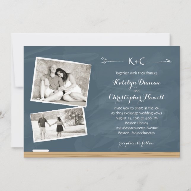 Tafel mit Fotos Wedding | Einladung (Vorderseite)