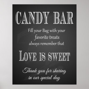 Tafel mit Süßigkeiten, Hochzeitskorb, Bar - Tafel Poster