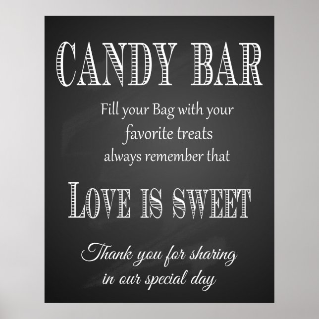 Tafel mit Süßigkeiten, Hochzeitskorb, Bar - Tafel Poster (Vorne)