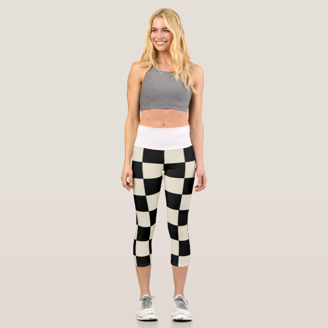 Tafel mit weißem Taille Capri Leggings (Vorderseite)