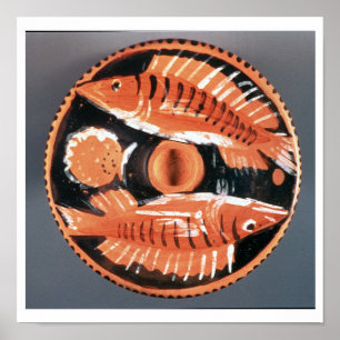 Tafel mit zwei Fischen, 350 v. Chr. (Keramik) Poster