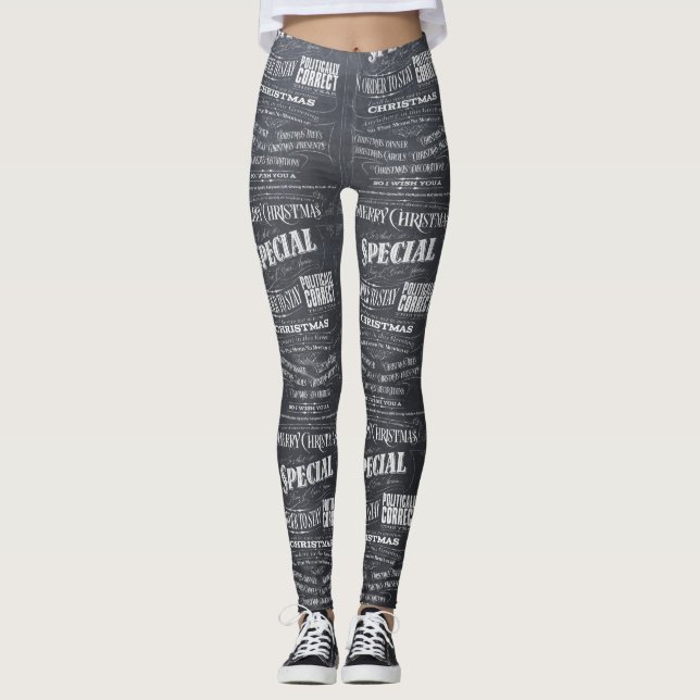 Tafel Politisch korrekt Weihnachts-Zeitungspapier Leggings (Vorderseite)
