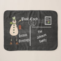 Tafel-Postkarten-alter Mode-Grün-Schneemann
