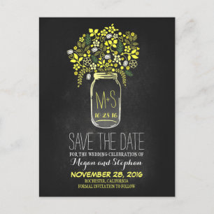 Tafel-Save the Date - Blumenmaurer-Glas Ankündigungspostkarte
