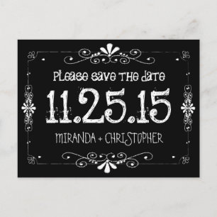 Tafel Save the Date, die Postkarte Wedding ist