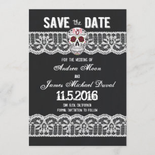Tafel-Schädel u. schnüren sich 5" x 7" Save the Save The Date