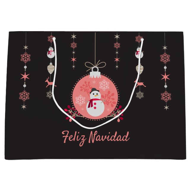 Tafel-Schneemann Navidad Große Geschenktüte (Vorderseite)