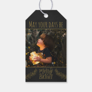 Tafel schwarz und gold mit Bild Weihnachten Geschenkanhänger