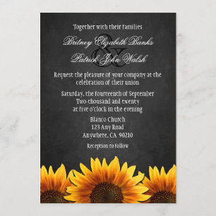 Tafel-schwarze Sonnenblume-Hochzeits-Einladungen Einladung