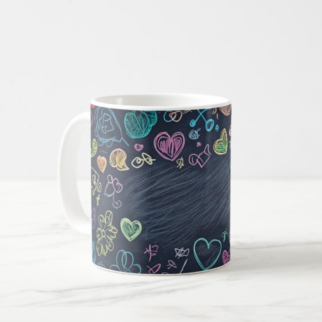 Tafel- und Kreidehintergründe. Kinderstil  Kaffeetasse (Vorderseite Links)