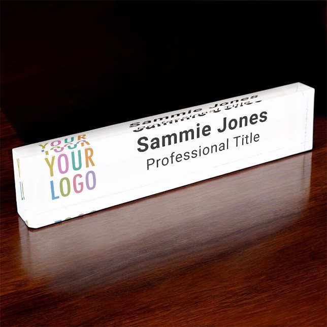 Tafel- und Schreibtisch-Namensplatte mit Firmenlog Namensplakette (MISOOK Acrylic Name Plate with Logo and Job Title)
