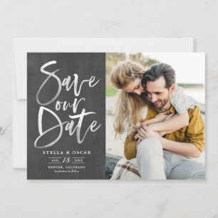 Tafel Wasserfarbe Pinsel Kalligrafie Foto Save The Date