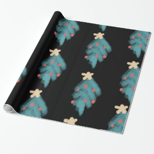 Tafel-Weihnachtsbaum-Doodle Geschenkpapier