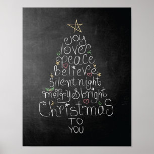 Tafel-Weihnachtsplakat Liebe-Freude-Frieden Poster