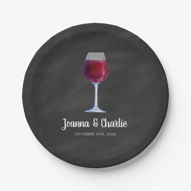 Tafel-Wein-personalisierter PapierTeller (Vorderseite)