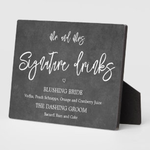 Tafelaufsatz-Schild für Signature-Drinks aus Schie Fotoplatte