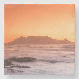Tafelberg bei Sonnenuntergang, Bloubergstrand Steinuntersetzer