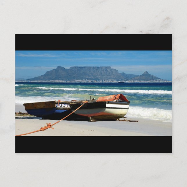 Tafelberg mit Ansichtskarten für Fischerboote Postkarte (Vorderseite)