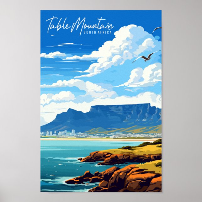 Tafelberg Südafrika Jahrgangsort Poster (Vorne)