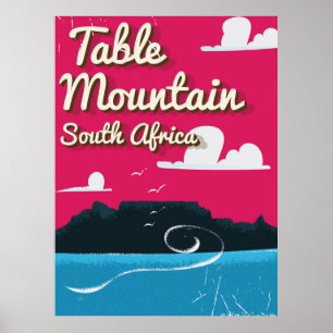 Tafelberg Südafrika Vintage-Reiseposter Poster
