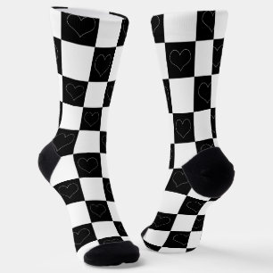 Tafelherzen in Schwarz und Weiß Socken