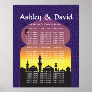Tafelhochzeit Arabian Nights Poster Lila Sitzplätz
