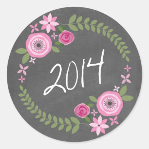 Tafelinspirierter rosa Blumenwreath-Absolvent 2014 Runder Aufkleber