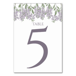 Tafelkarte der Malerei Wisteria Tischnummer