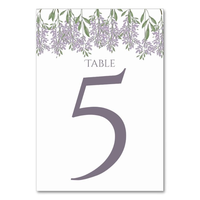 Tafelkarte der Malerei Wisteria Tischnummer (Vorderseite)