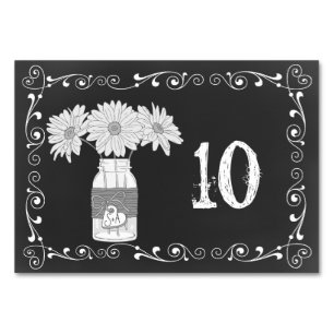Tafelkarte für Hochzeit mit Kreidetafel-Mason-Glas Tischnummer