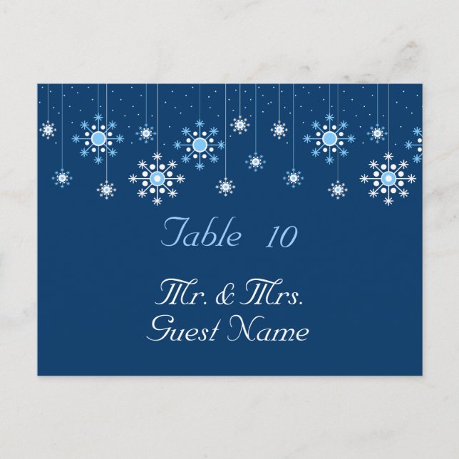 Tafelkarte für Winterhochzeiten Postkarte (Vorderseite)