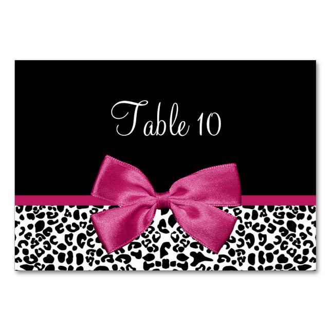 Tafelkarte Moderner Leopard Vivacy Rosa Band Tischnummer (Vorderseite)