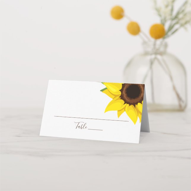 Tafelkarte Sonnenblume Themed Guest Place Platzkarte (Vorderseite)