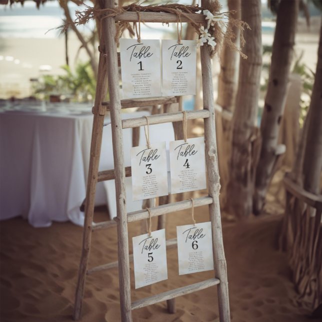 Tafelkarten für Hochzeiten am Strand Einladung (Table Number Display Option Example)
