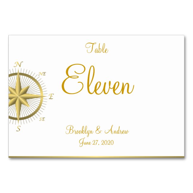 Tafelkarten mit weißen nautischen Hochzeiten, Plat Tischnummer (Vorderseite)