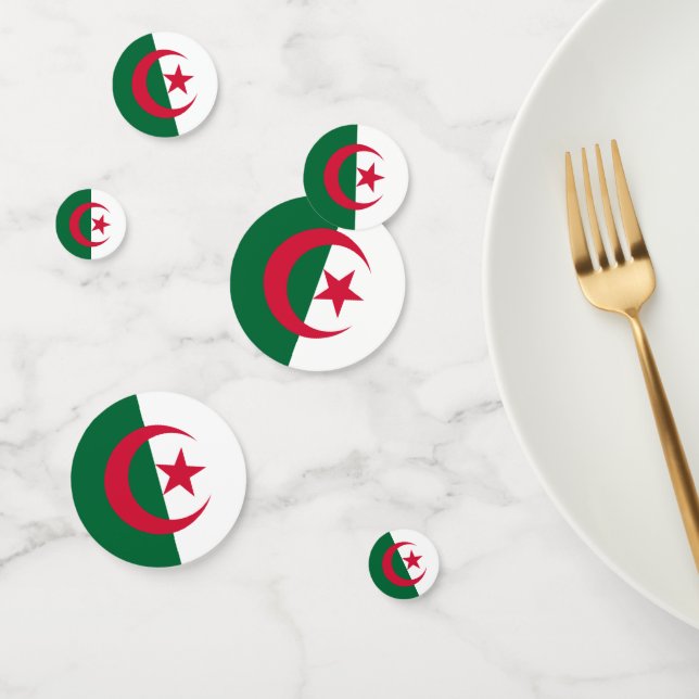 Tafelkonfetti mit der Flagge Algeriens Konfetti (Gruppe)