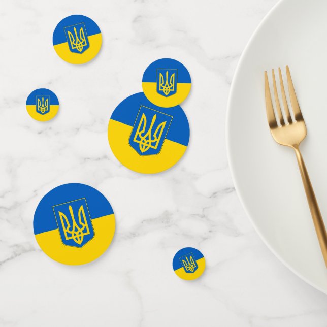Tafelkonfetti mit der Flagge der Ukraine Konfetti (Gruppe)