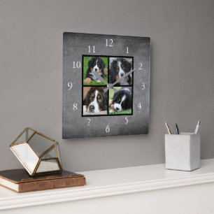 Tafeln Familienspezifische Sammeln von Fotos Quadratische Wanduhr